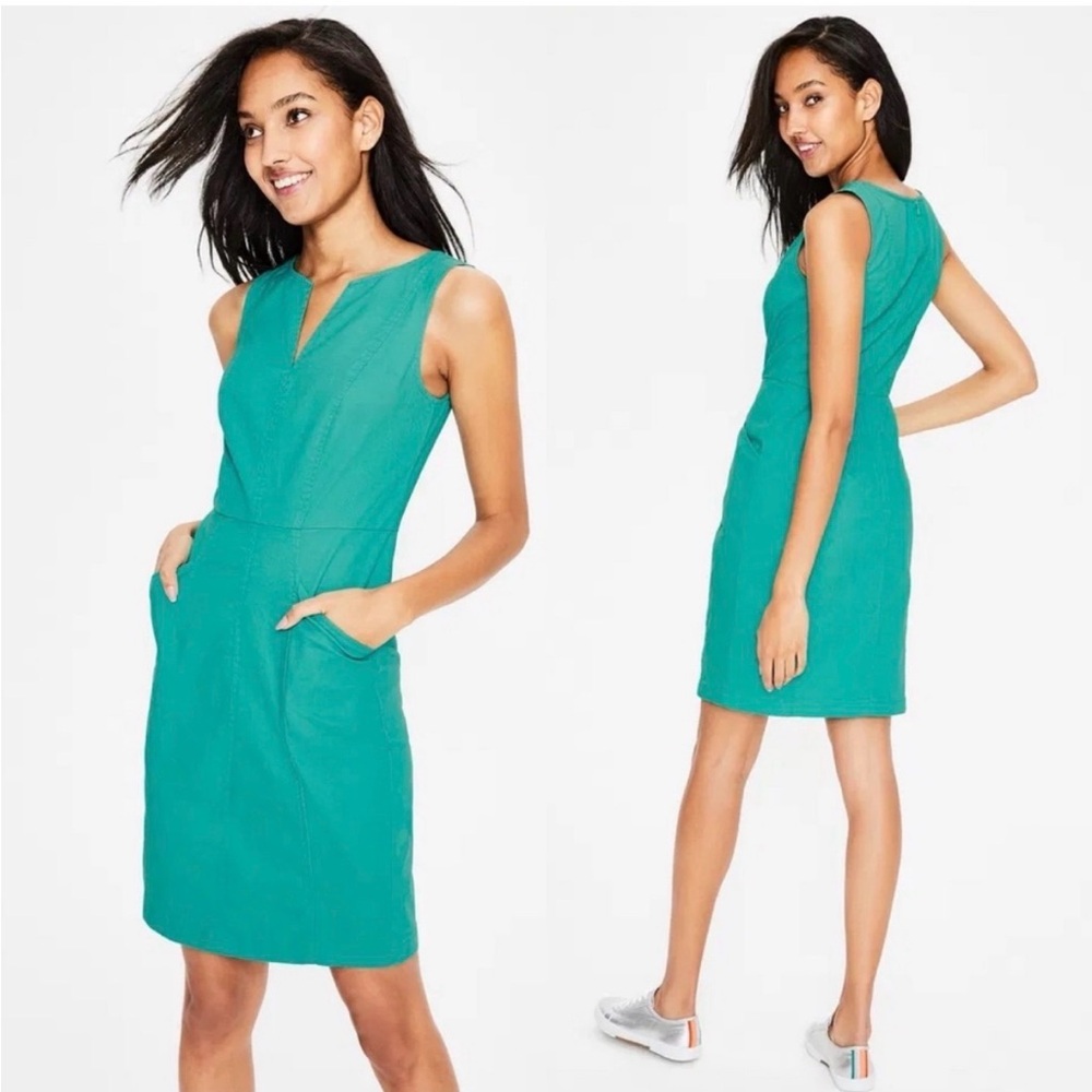 Boden Helena Sleeveless Chino Dress in Turquoise Size US 6L (longer length)